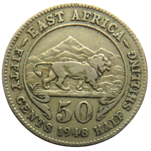 1948 King George VI East Africa 50 Cents Coin
