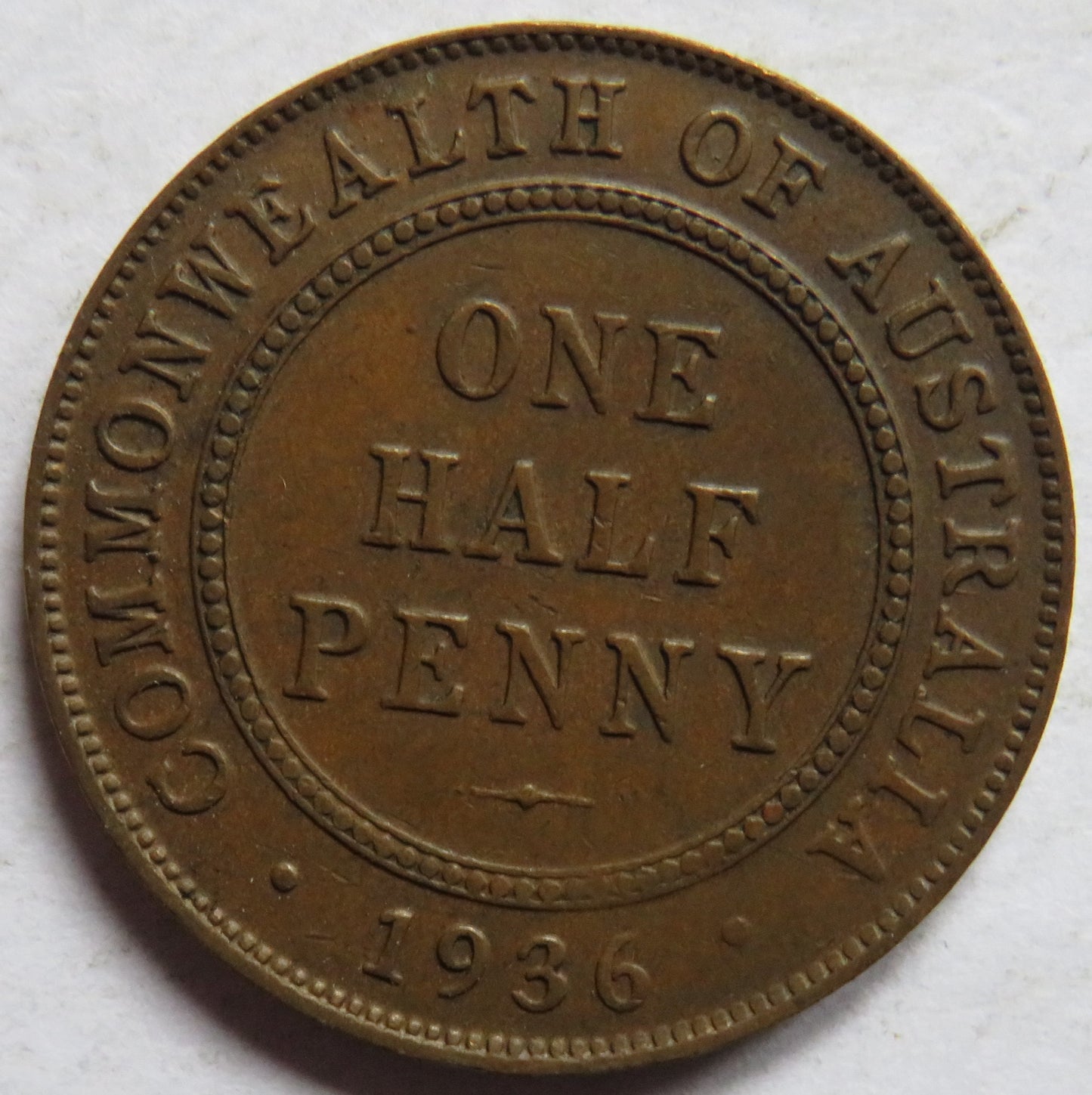 1936 King George V Australia Halfpenny Coin