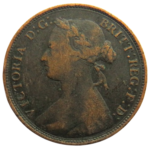 1877 Queen Victoria Halfpenny Coin - Great Britain