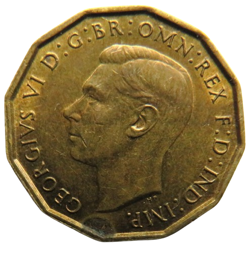 1939 King George VI Brass Threepence Coin Higher Grade