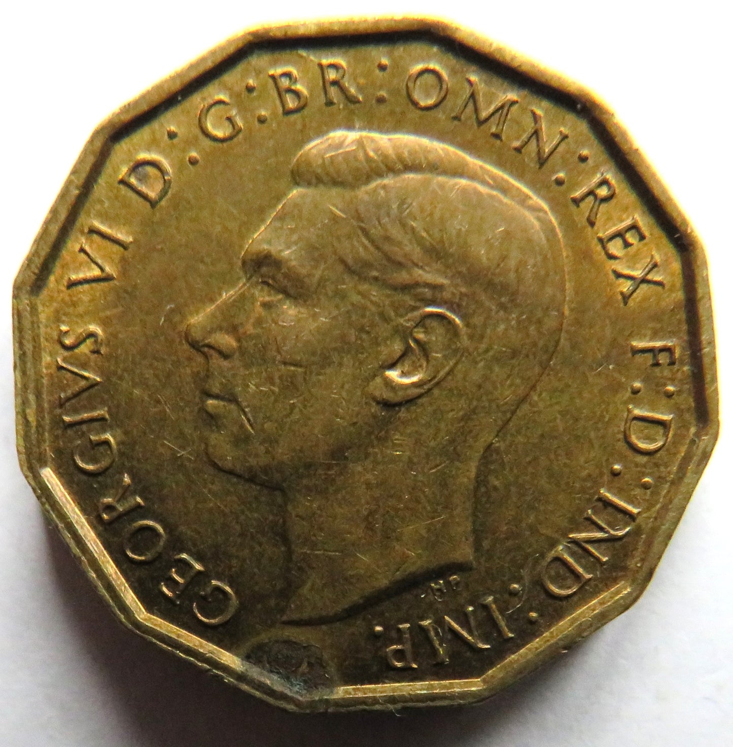 1939 King George VI Brass Threepence Coin Higher Grade