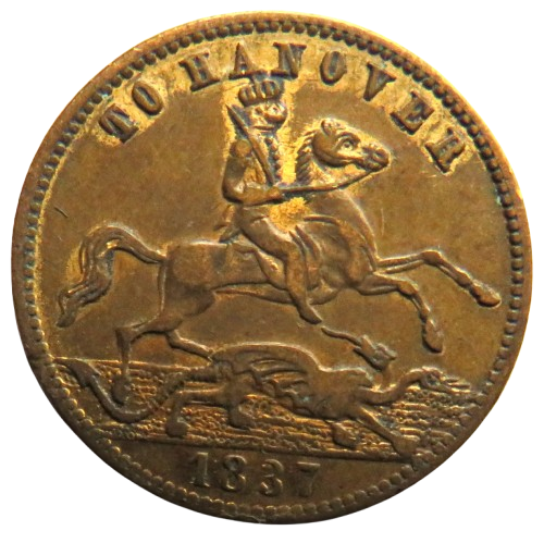 1837 Queen Victoria " To Hanover" Cumberland Jack Token