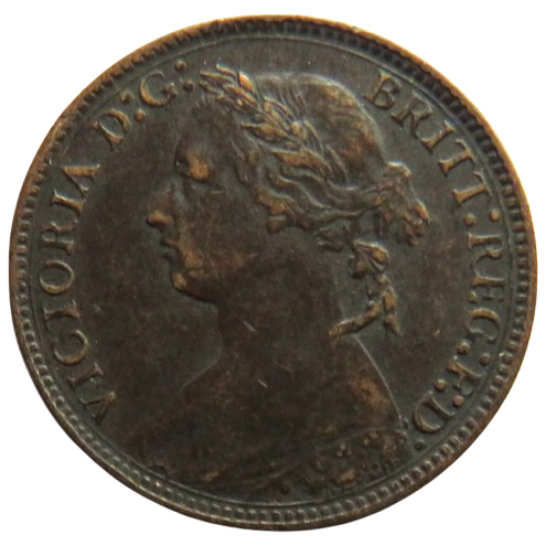 1875-H Queen Victoria Bun Head Farthing Coin - Great Britain