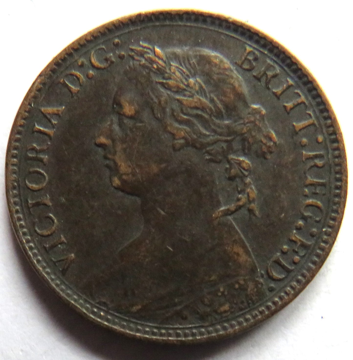 1875-H Queen Victoria Bun Head Farthing Coin - Great Britain