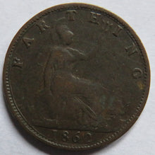 Load image into Gallery viewer, 1862 Queen Victoria Bun Head Farthing Coin - Great Britain
