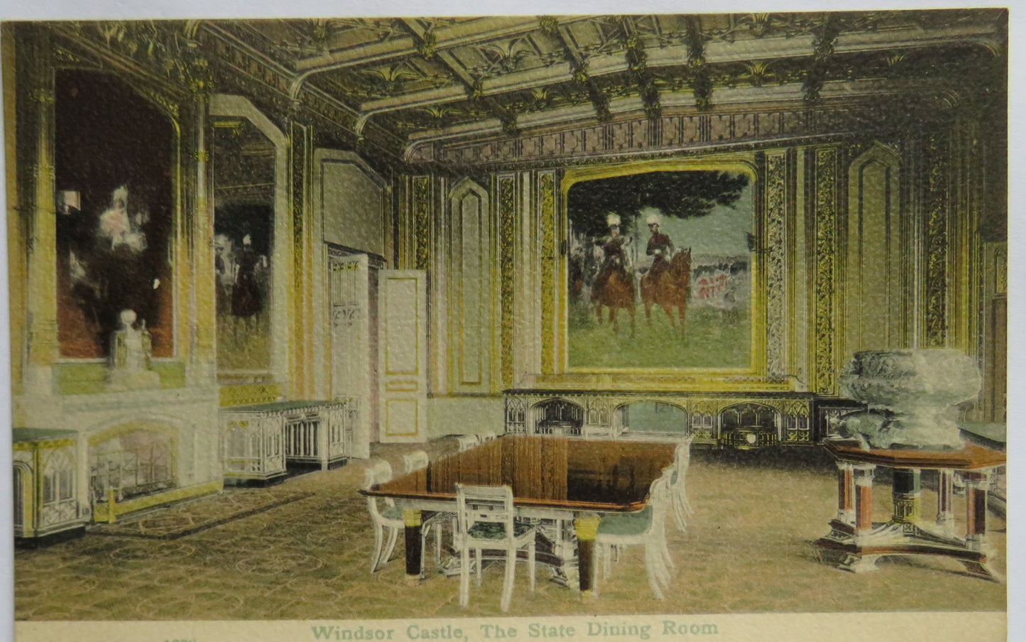 Vintage Postcard of Windsor Castle, The State Dining Room