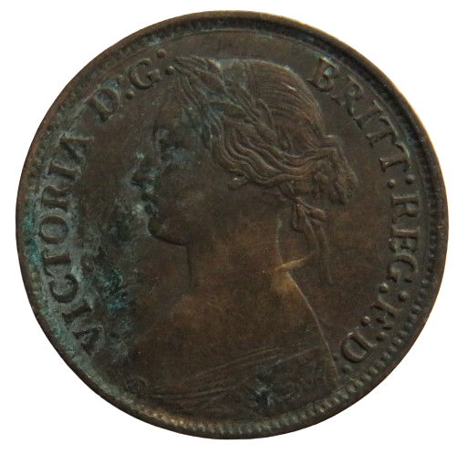 1861 Queen Victoria Bun Head Farthing Coin - Great Britain