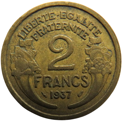 1937 France 2 Francs Coin