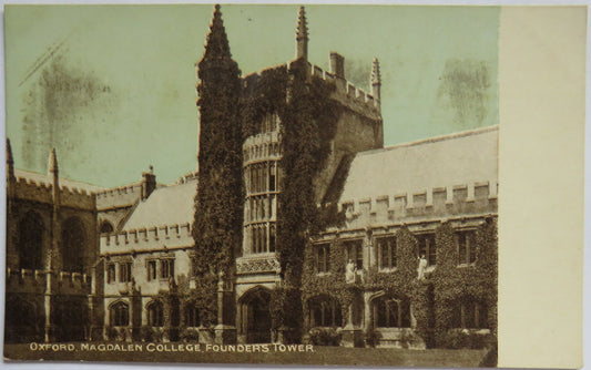 Vintage Postcard of Oxford, Magdalen College, Founders Tower