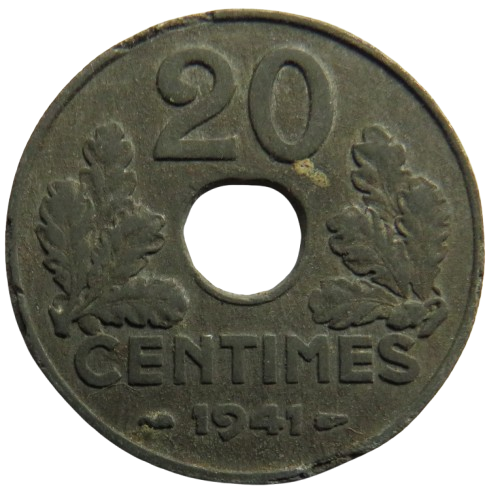 1941 France 20 Centimes Coin