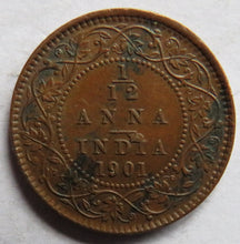 Load image into Gallery viewer, 1901 Queen Victoria India 1/12th Anna Coin
