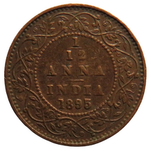 Load image into Gallery viewer, 1895 Queen Victoria India 1/12th Anna Coin
