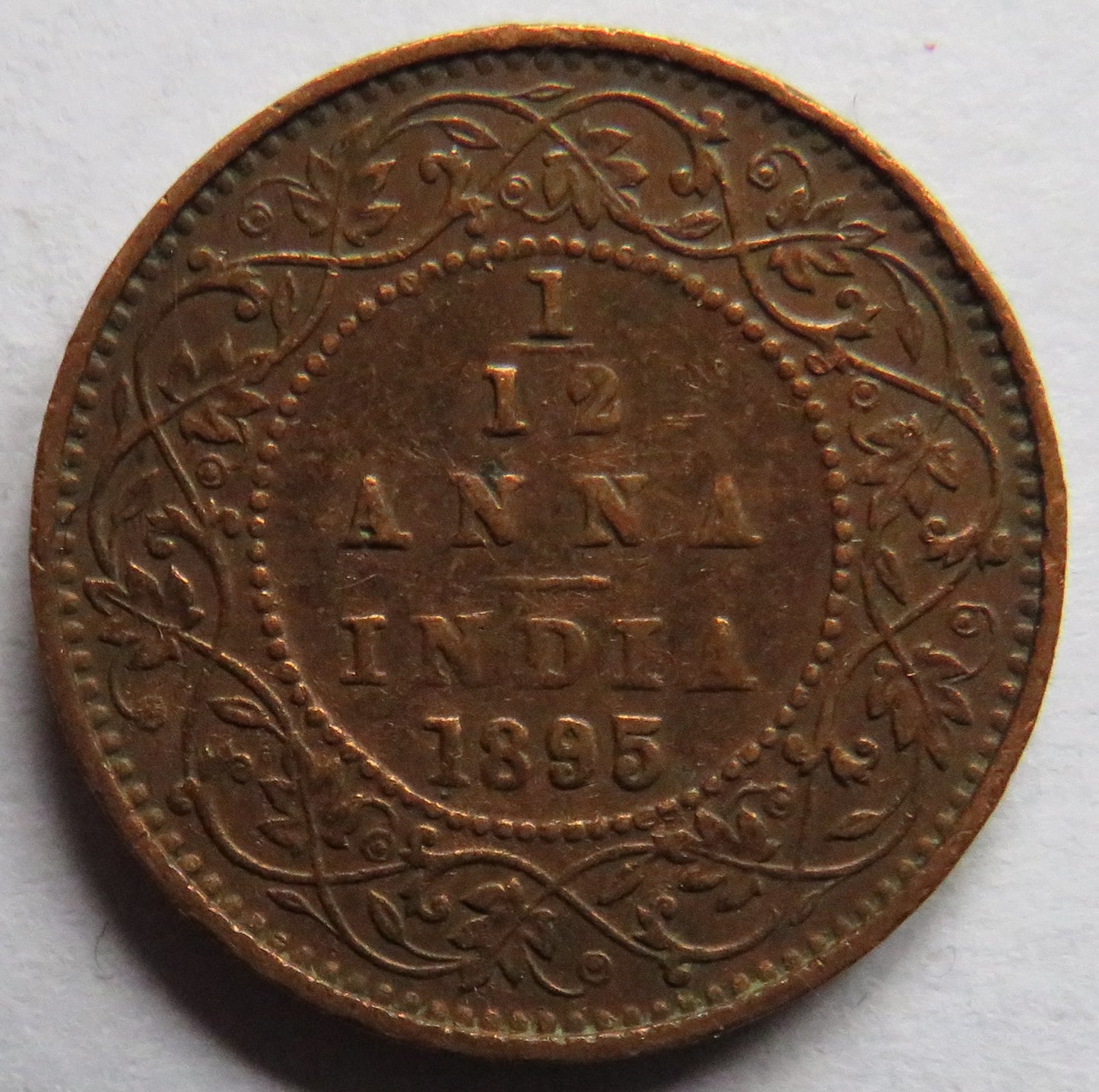 1895 Queen Victoria India 1/12th Anna Coin