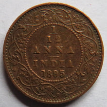 Load image into Gallery viewer, 1895 Queen Victoria India 1/12th Anna Coin
