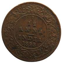 Load image into Gallery viewer, 1895 Queen Victoria India 1/12th Anna Coin
