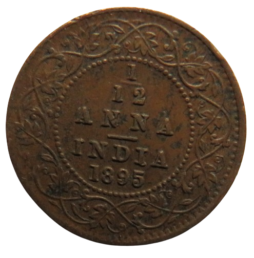 1895 Queen Victoria India 1/12th Anna Coin