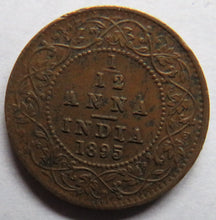 Load image into Gallery viewer, 1895 Queen Victoria India 1/12th Anna Coin
