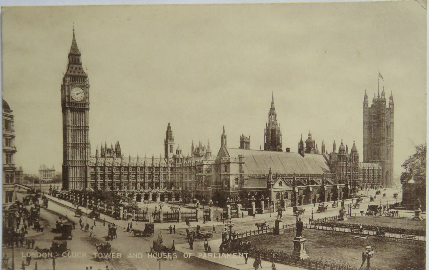 Vintage Postcard of London, Clock Tower and Houses of Parliment