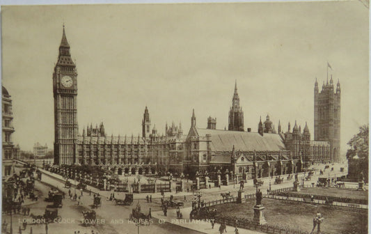 Vintage Postcard of London, Clock Tower and Houses of Parliment