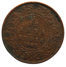 Load image into Gallery viewer, 1905 King Edward VII India 1/12th Anna Coin
