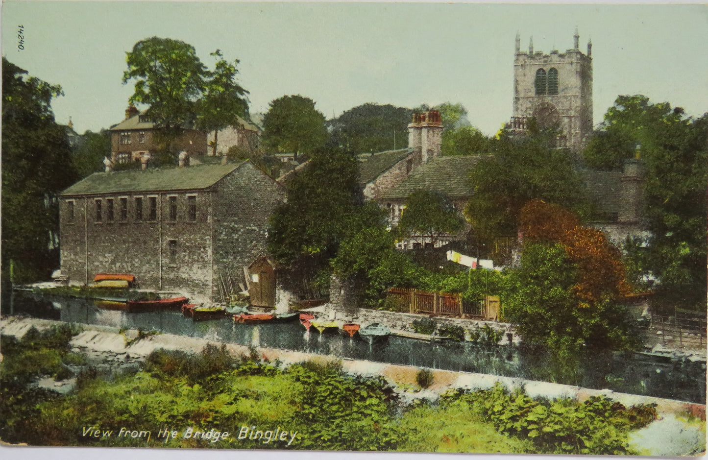 Vintage Postcard of View from the Bridge, Bingley