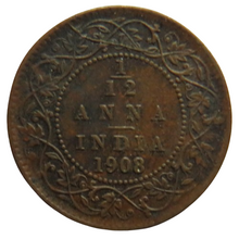 Load image into Gallery viewer, 1908 King Edward VII India 1/12th Anna Coin
