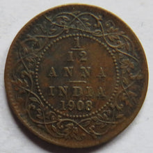 Load image into Gallery viewer, 1908 King Edward VII India 1/12th Anna Coin
