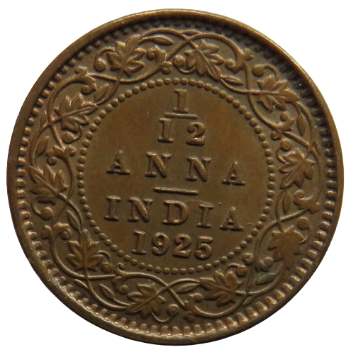 1925 King George V India 1/12th Anna Coin