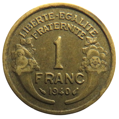 1940 France One Franc Coin