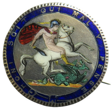 Load image into Gallery viewer, C.1820 King George III Silver Enamelled Crown Coin Brooch
