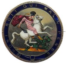 Load image into Gallery viewer, C.1820 King George III Silver Enamelled Crown Coin Brooch
