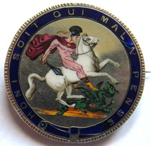 Load image into Gallery viewer, C.1820 King George III Silver Enamelled Crown Coin Brooch
