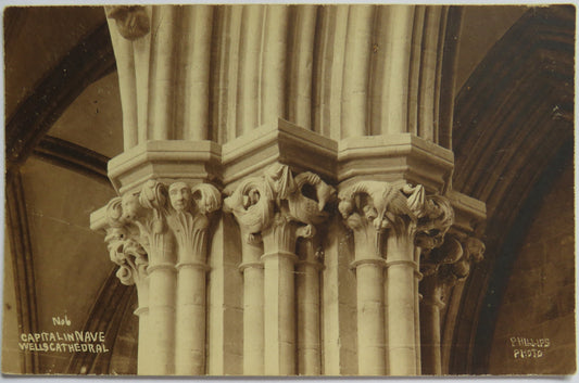 Vintage Postcard of Capital in Nave, Wells Cathedral
