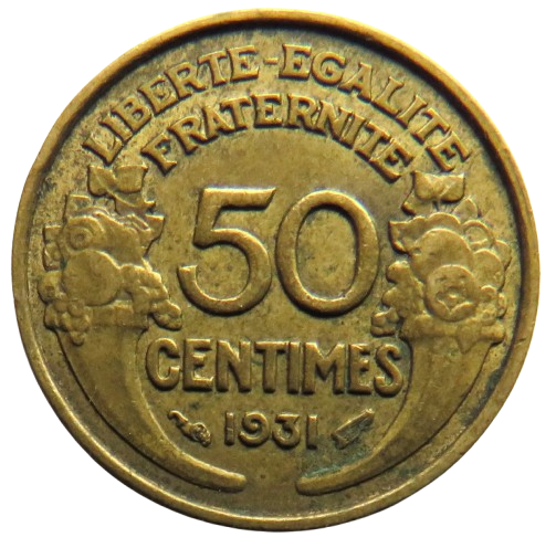 1931 France 50 Centimes Coin