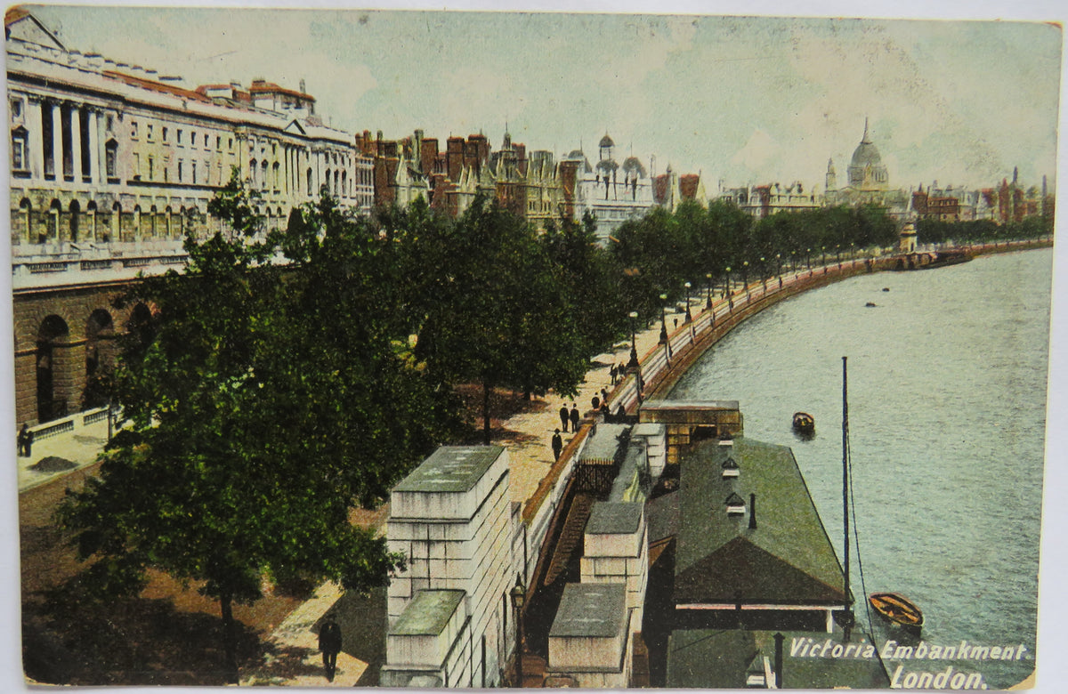 Vintage Postcard of Victoria Embankment, London