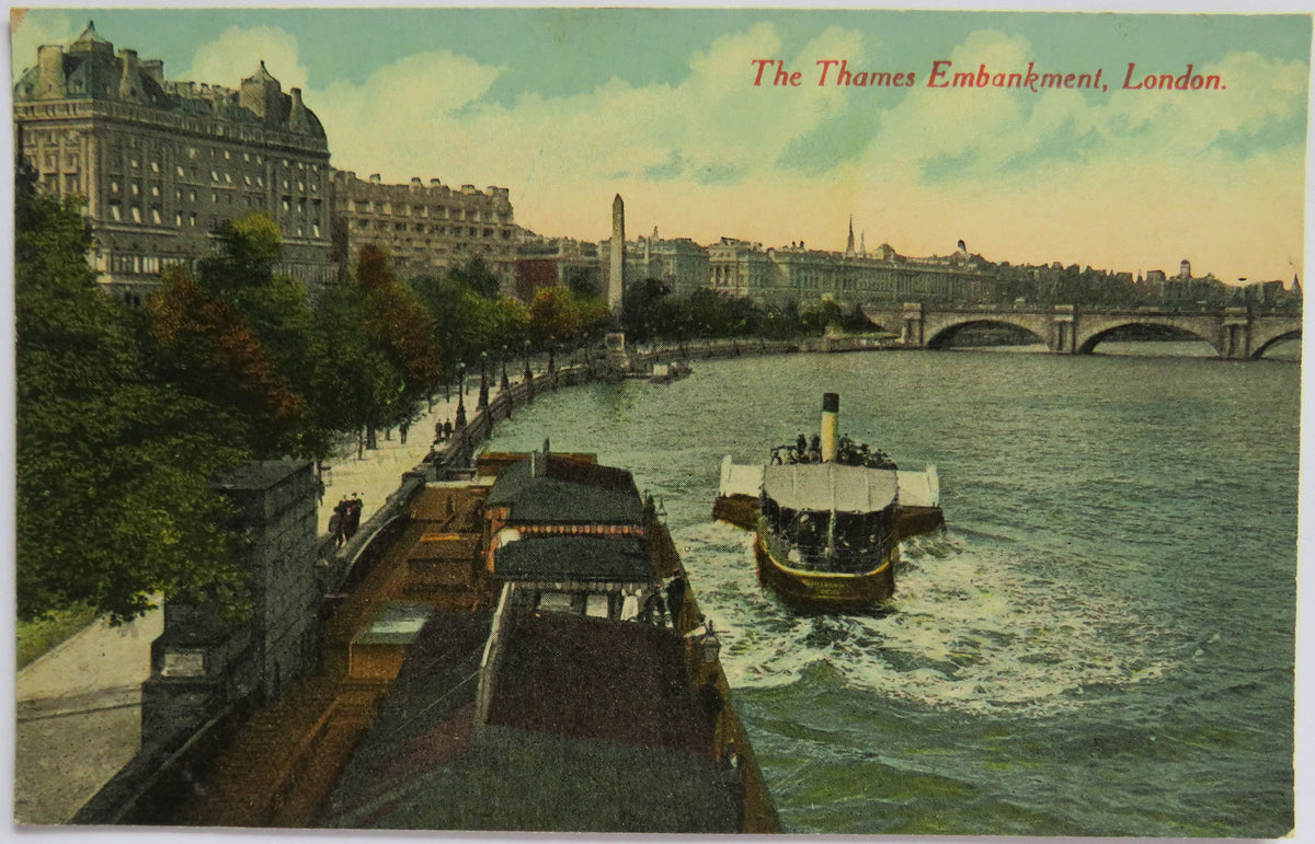 Vintage Postcard of The Thames Embankment, London