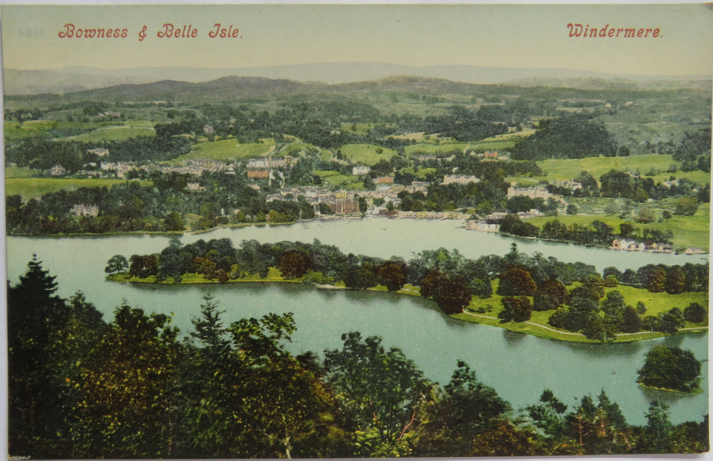 Vintage Postcard of Bowness & Belle Isle, Windermere