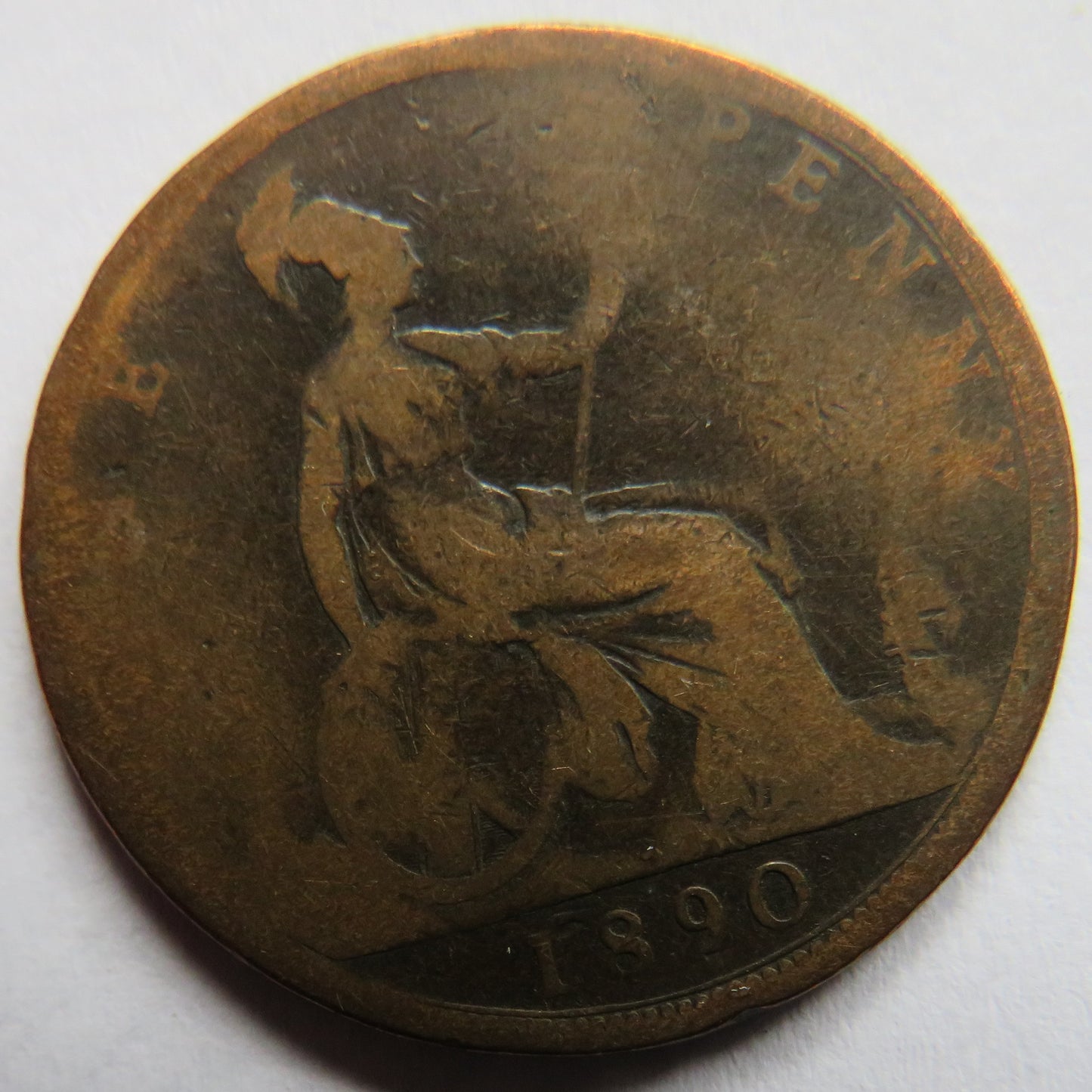 1890 Queen Victoria Bun Head One Penny Coin - Great Britain