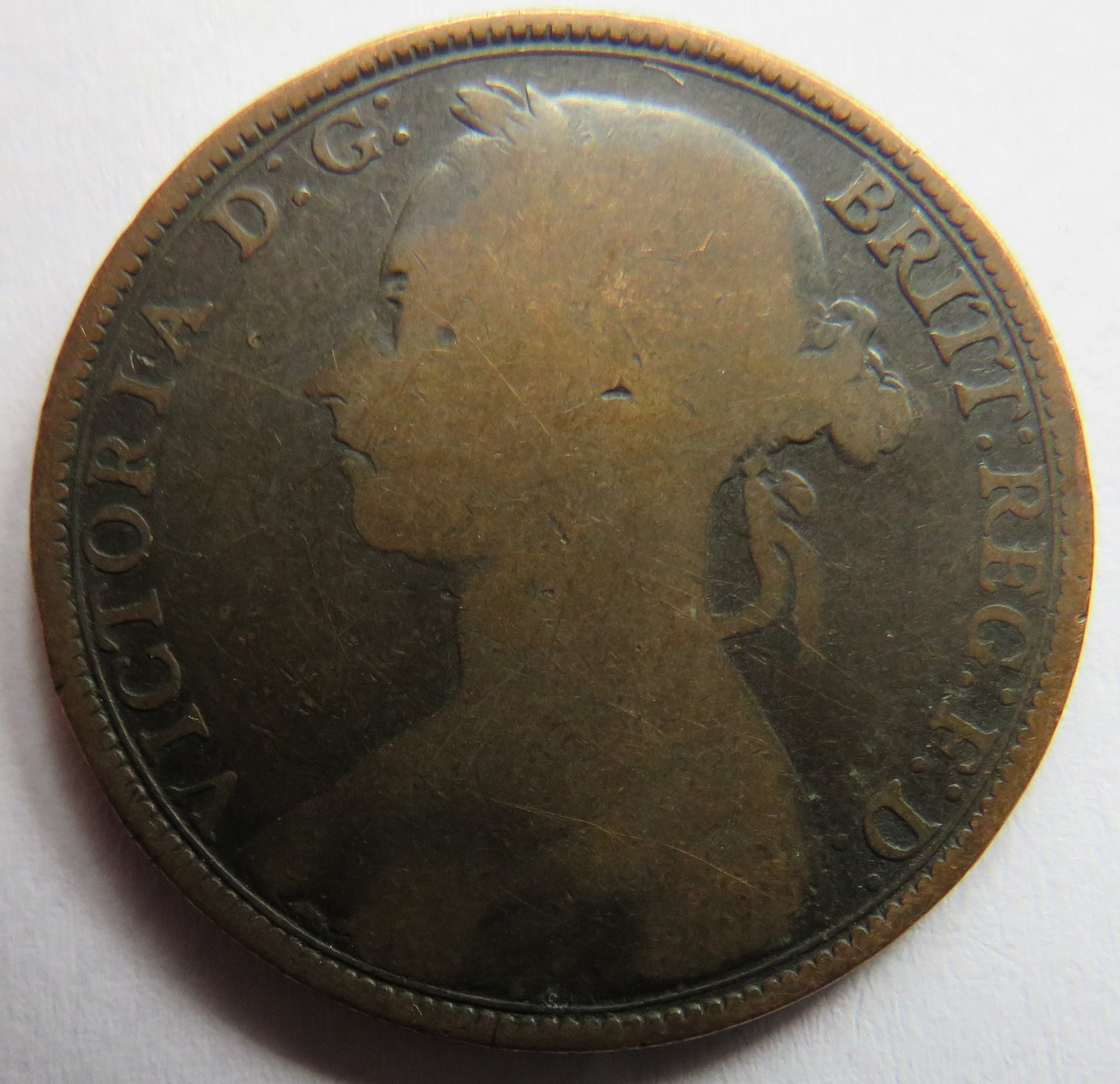 1891 Queen Victoria Bun Head One Penny Coin - Great Britain