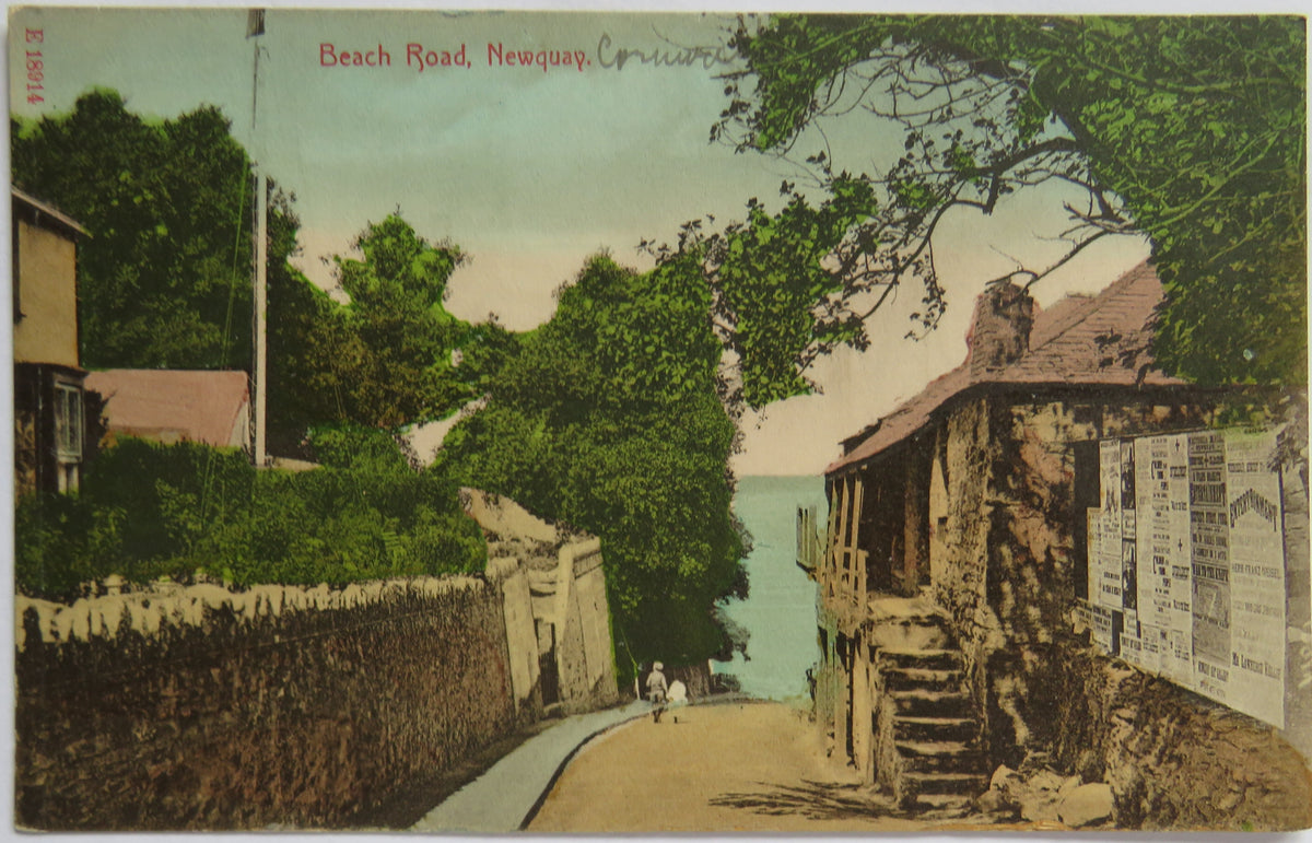 Vintage Postcard of Beach Road, Newquay
