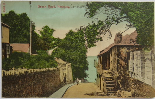 Vintage Postcard of Beach Road, Newquay