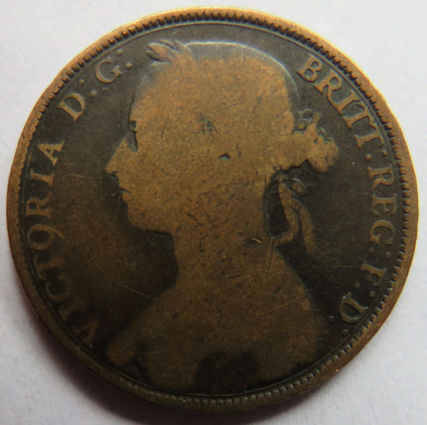1892 Queen Victoria Bun Head One Penny Coin - Great Britain