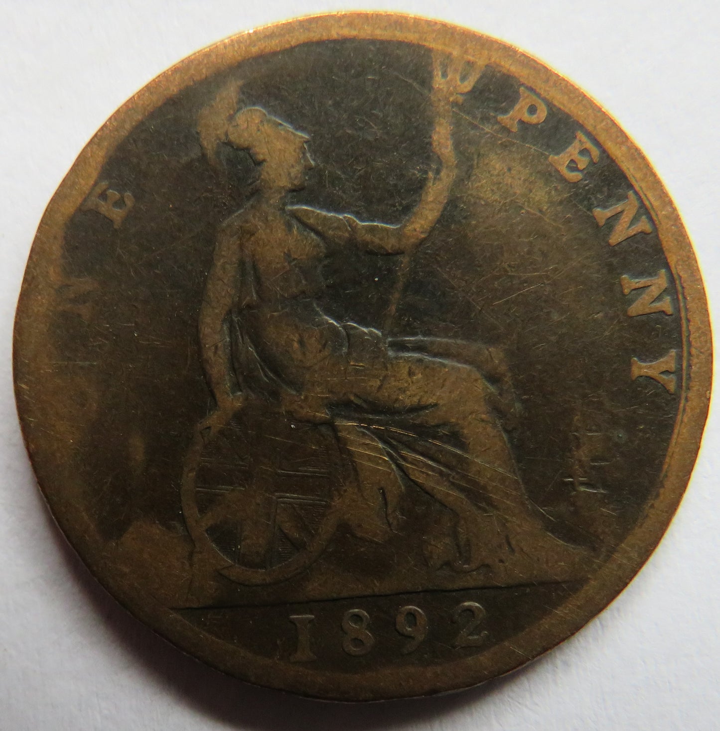 1892 Queen Victoria Bun Head One Penny Coin - Great Britain