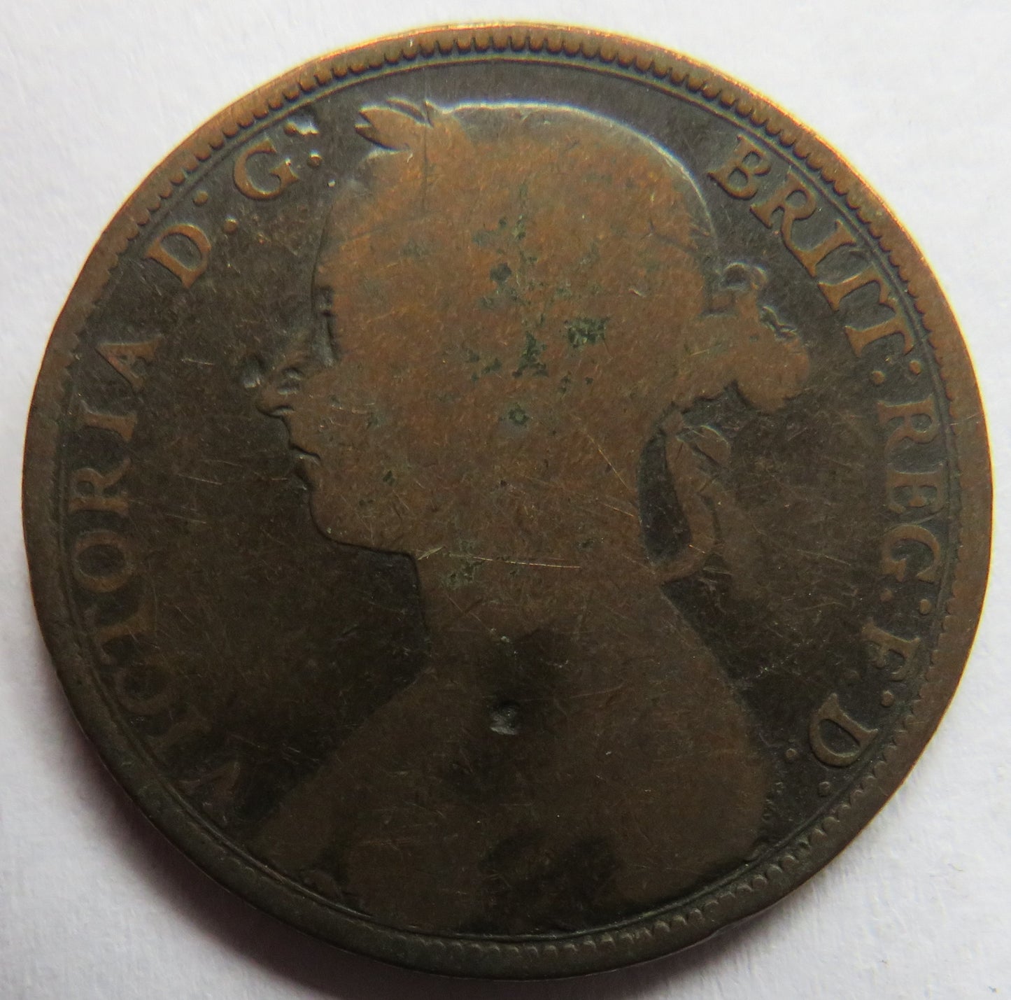1892 Queen Victoria Bun Head One Penny Coin - Great Britain