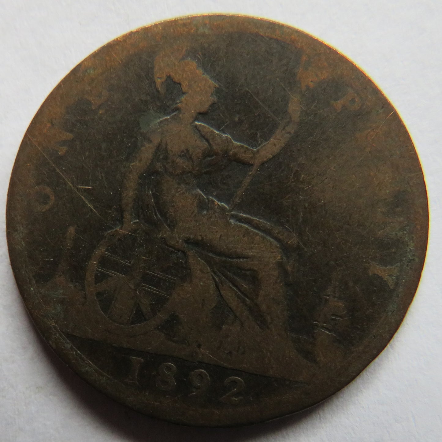 1892 Queen Victoria Bun Head One Penny Coin - Great Britain