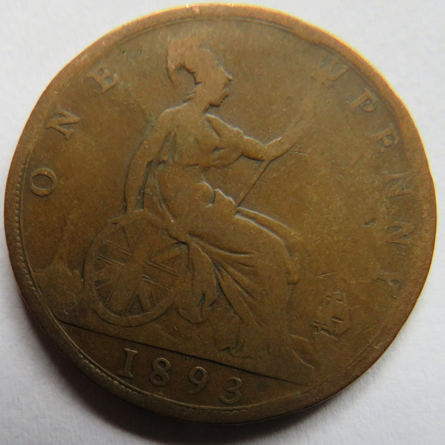 1893 Queen Victoria Bun Head One Penny Coin - Great Britain