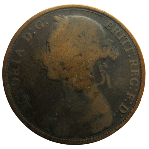 1894 Queen Victoria Bun Head One Penny Coin - Great Britain