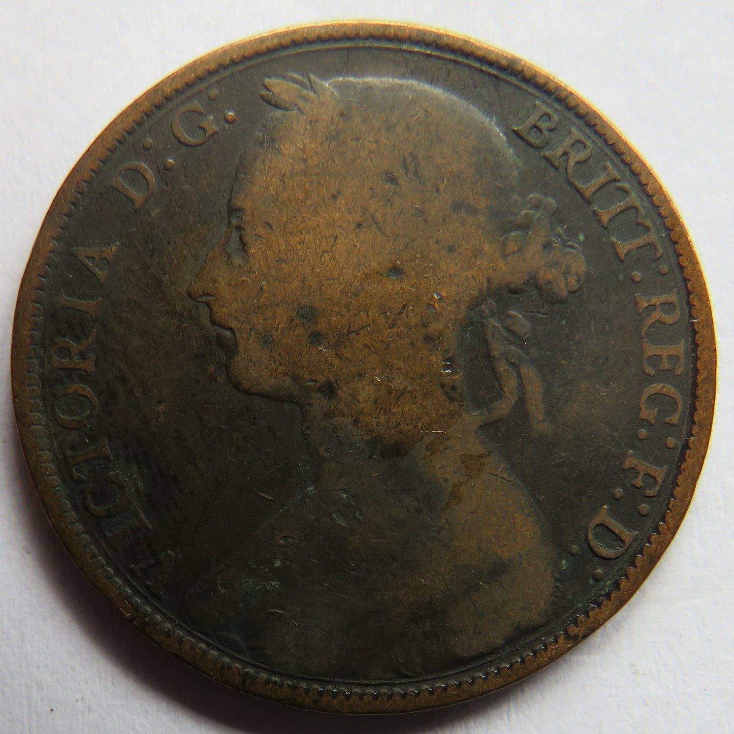 1894 Queen Victoria Bun Head One Penny Coin - Great Britain