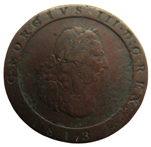 1813 Isle of Man Halfpenny Coin