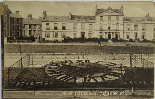 Vintage Postcard of Floral Tide Clock, Teignmouth